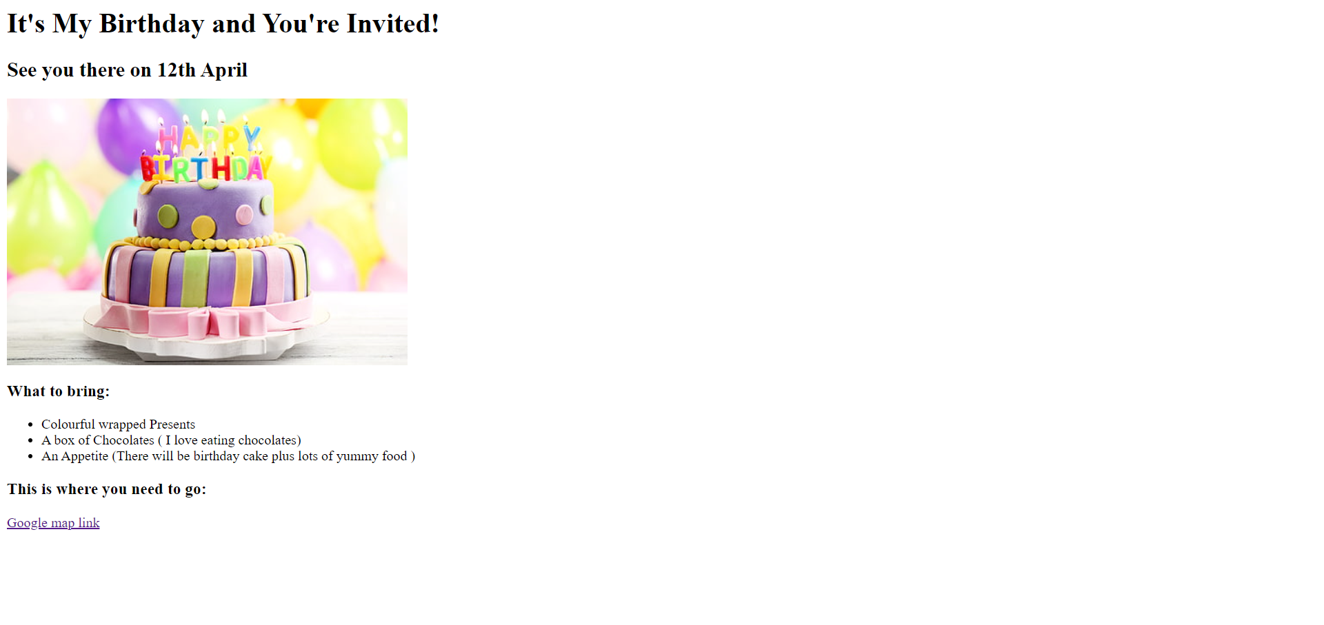 Birthday invite project preview